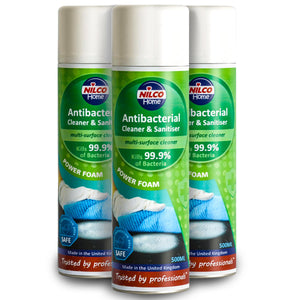 Nilco Antibacterial Power Foam Cleaner and Sanitiser 500ml 3 Pack Bundle