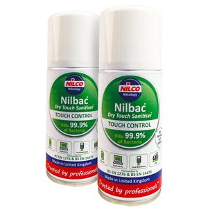 Nilco Nilbac® Dry-Touch Sanitiser Touch Control Aerosol Spray - 150ml Twin Pack