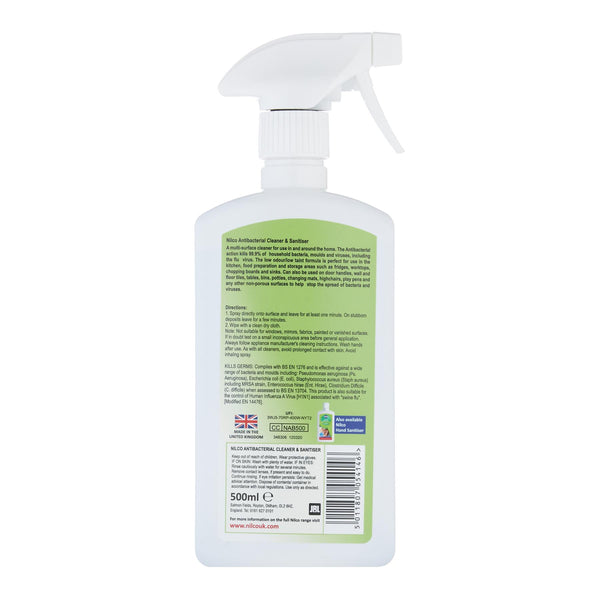 Nilco Antibacterial Cleaner and Sanitiser Multi-Surface Spray - 500ml Twin Pack