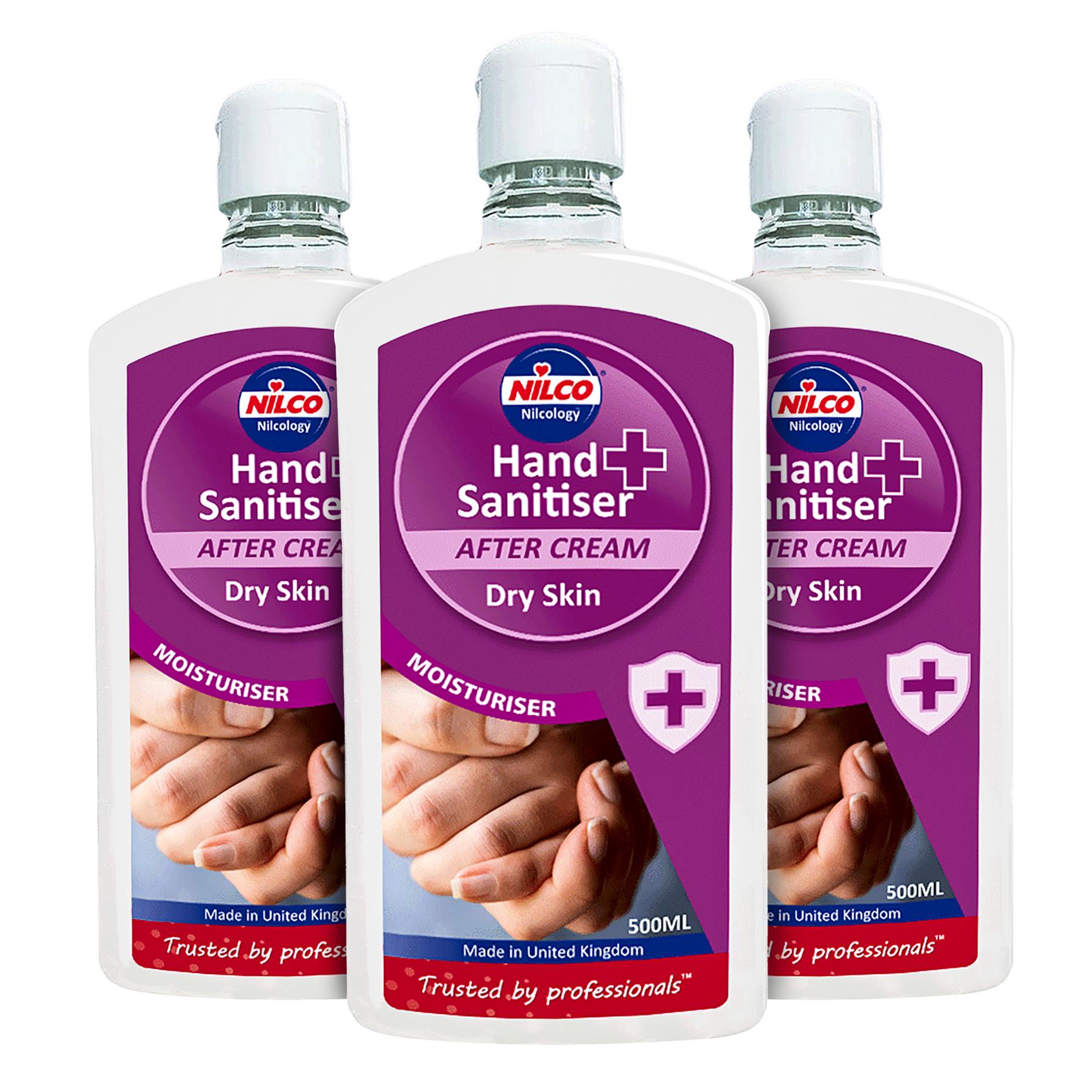 Nilco Hand Sanitiser After Cream Dry Skin Moisturiser - 500ml Triple Pack