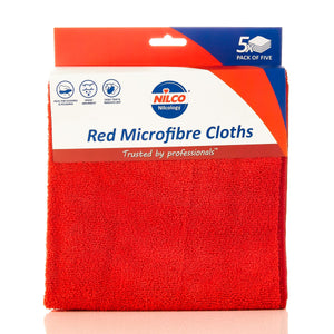NILCO MICROFIBRE CLOTHS RED   5PCK